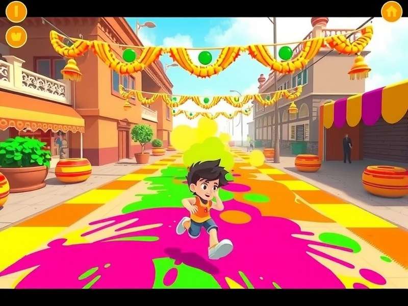 Papri Hyper Runner gameplay screenshot showing character running through colorful Indian-themed environment